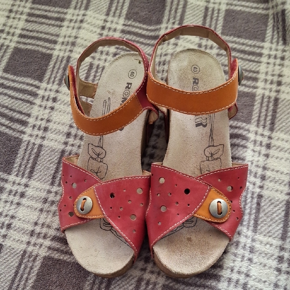 Romika Women's Sandals - Coral and Mustard